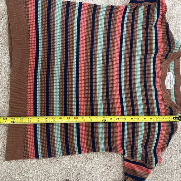 REI Sweater Womens Large Waffle Knit Striped Thermal 100% Cotton Wallace Lake - Picture 9 of 9